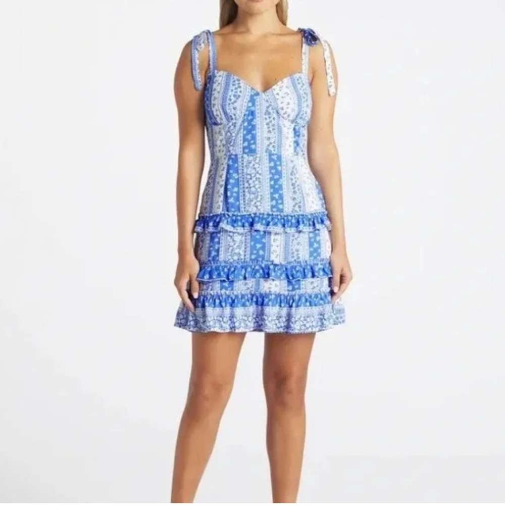 Blue and White Patterned Dress